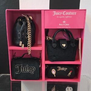 Juicy Couture 4 Piece Micro Bag Gift Set in Black and Gold